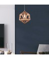 Ø30cm Designer pendelophanging in houtlook - E27 fitting, geometrisch design, max. 60W, zonder lichtbron