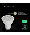 VT-247 spotlamp 6W GU10 - kunststof, 6500K, 110°, 3 stuks per verpakking