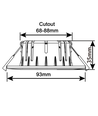 10x 7W Inbouwspot laag profiel RA96 - Direct in isolatie, dimbaar, Gat: Ø6,8 cm, Afm: Ø9,3 cm