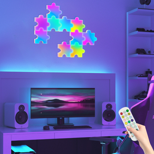 9 st. Puzzel RGBIC wandlamp - complete set met 9 stukjes