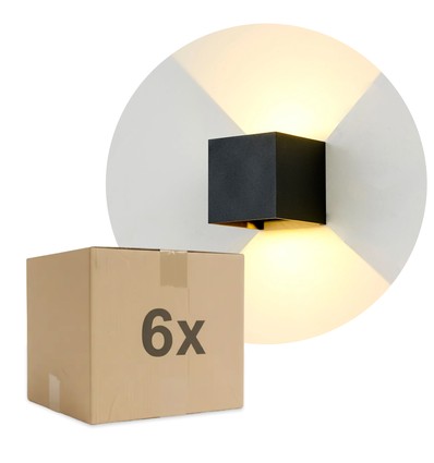 6W CUBIC PRO wandlamp - IP65, zwart, doorlusbaar, verstelbaar, vierkant, up/down, binnen / buiten, incl. lichtbron