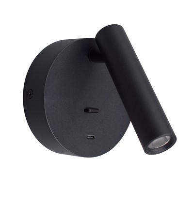 LEDlife zwarte leeslamp - 2,5W, RA90, voor wandmontage