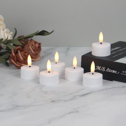 6-pack witte LED-theelichtjes incl. oplaadstation - Incl. afstandsbediening, timer