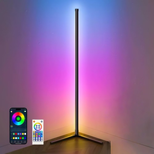 120cm RGBIC hoeklamp - Zwart, Wifi app-bediening en afstandsbediening