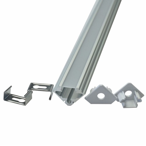 2000mm VT-7104 montageset - met diffuser voor LED-strip hoek, zilver, set van 2