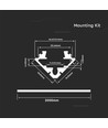 2000mm VT-7104 montageset - met diffuser voor LED-strip hoek, zilver, set van 2