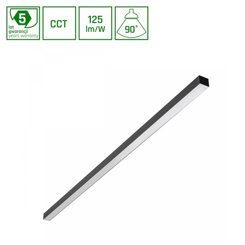 1503mm Allday Basic plafondarmatuur 50W - 3CCT, 230V, 90°, IP20, 42x37mm, zwart, PR, UGR19, LED