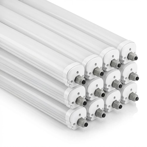 12 st. V-Tac waterdicht 36W compleet LED armatuur - 120 cm, 120lm/W, doorvoerbedraad, IP65, 230V