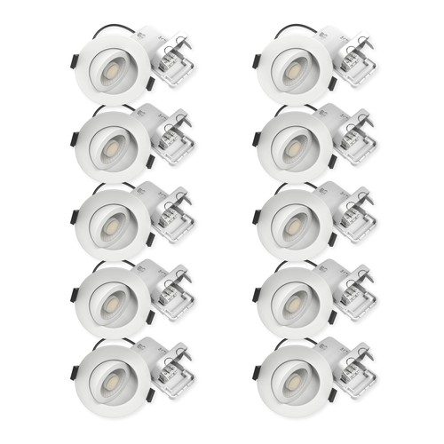 10x 7W Inbouwspot laag profiel RA96 - Direct in isolatie, dimbaar, Gat: Ø6,8 cm, Afm: Ø9,3 cm