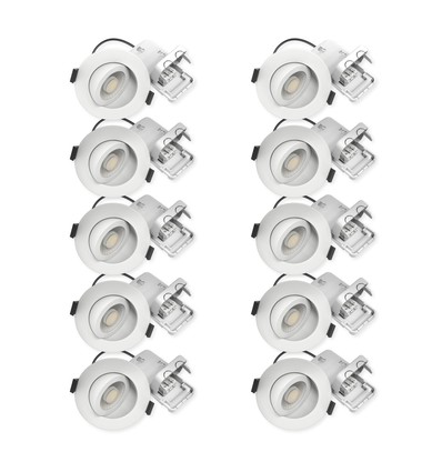 10x 7W Inbouwspot laag profiel RA96 - Direct in isolatie, dimbaar, Gat: Ø6,8 cm, Afm: Ø9,3 cm