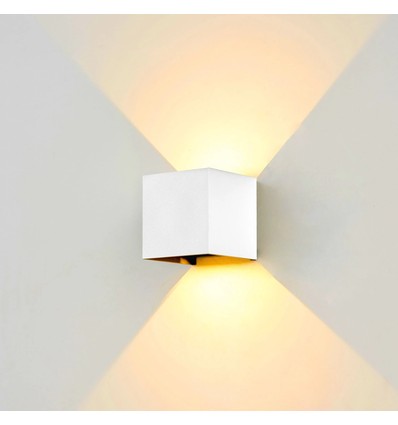 LEDlife CUBIC PRO 6W wandlamp - doorlusbaar, verstelbaar, vierkant, up/down, binnen / buiten, wit, IP65, incl. lichtbron