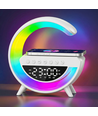 G-vormige RGBIC lamp - Draadloze oplader, 24x23cm, Wit, Bluetooth, 5V USB