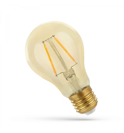 E27 4,9W LED-lamp - A60, filament, amberkleurig glas, extra warm