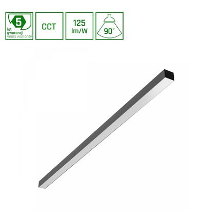 1203mm Basic LED-armatuur 40W - 3CCT, 230V, 90°, IP20, 42x37mm, zwart, PR, UGR19, plafond