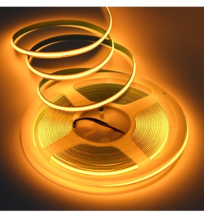 10m 9W/m Goudgeel COB-LED-strip - 24V DC, IP20, 320 LED/m