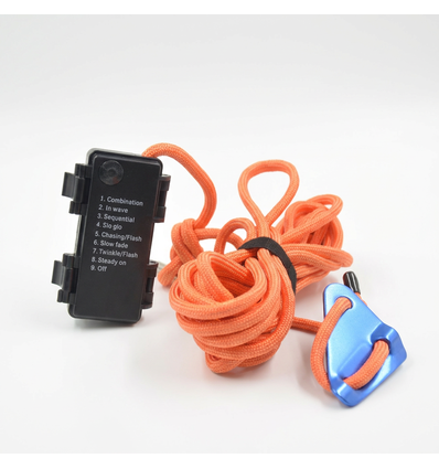 5m oranje touw met RGB licht - Met karabijnhaak, max. 80kg belasting
