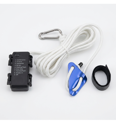 3m wit touw met RGB licht - Met karabijnhaak, max. 80kg belasting