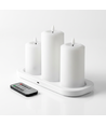 3-pack witte LED stompkaarsen incl. oplaadstation - Ø7,5cm, 10/12,5/15 cm hoog, incl. afst.bed., timer