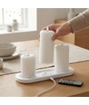 3-pack witte LED stompkaarsen incl. oplaadstation - Ø7,5cm, 10/12,5/15 cm hoog, incl. afst.bed., timer