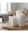 3-pack witte LED stompkaarsen incl. oplaadstation - Ø7,5cm, 10/12,5/15 cm hoog, incl. afst.bed., timer