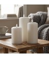 3-pack witte LED stompkaarsen incl. oplaadstation - Ø7,5cm, 10/12,5/15 cm hoog, incl. afst.bed., timer
