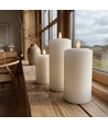 3-pack witte LED stompkaarsen incl. oplaadstation - Ø7,5cm, 10/12,5/15 cm hoog, incl. afst.bed., timer