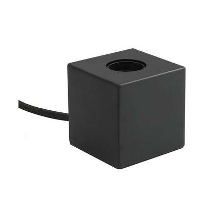 Cube E27 tafellamp - Satijn zwart, max. 60W, exclusief lichtbron