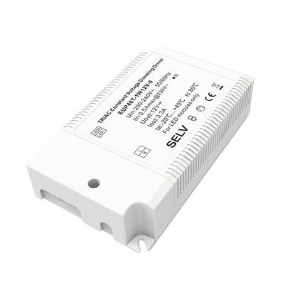 40W / 12V DC dimbare voeding - 3.3A, Triac fase-afsnijding, IP20 binnen