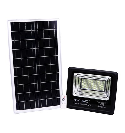 V-Tac 200W solar LED-breedstraler - 40W zonnepaneel, 6000K, IP65