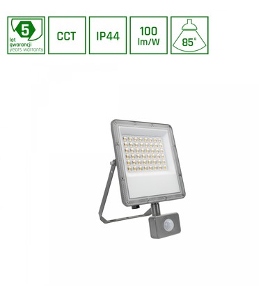 50W NOCTIS MAX CCT breedstraler met sensor - IP44, PIR, 3 kleuren
