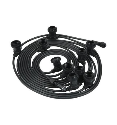 10m koppelbare prikkabel - IP44, zwarte kabel, exclusief lichtbronnen