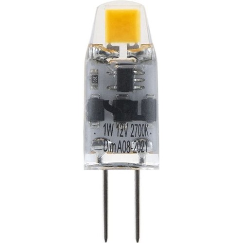 G4 1,1W LED lamp, 12V - 80lm, COB, dimbaar, 2200K, helder glas