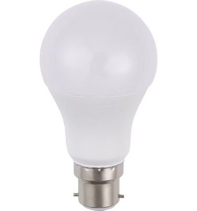 BA22d 5,5W LED lamp, 12-60V - A60, 600lm, opaal glas, 3000K