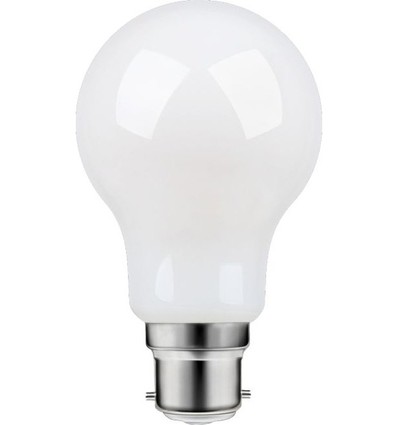 B22d 8W dimbare LED lamp - A60, filament, mat glas, 806lm, warm wit