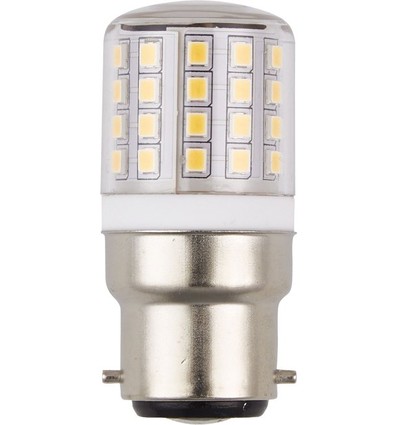 BA22d 4,5W LED-buis, 24-30V - 5,8cm, 550lm, 3000K, helder glas, AC/DC