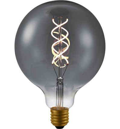 E27 5W dimbare LED lamp - G125, Double Helix filament, rookglas, 2200K