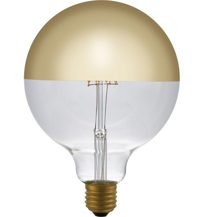 E27 4W dimbare LED kogellamp - G125, Globe Top Mirror, goud, 2500K, filament
