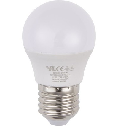 E27 3W LED kogellamp, 12-60V - G45, opaal glas, 3000K