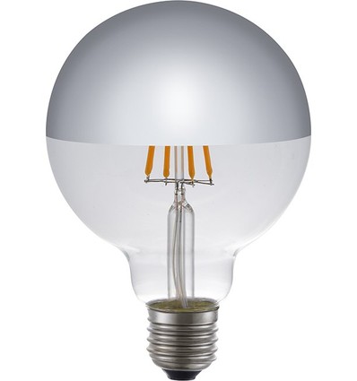 E27 4W dimbare LED globe-lamp - G95, topverzilverd, filament, 2500K