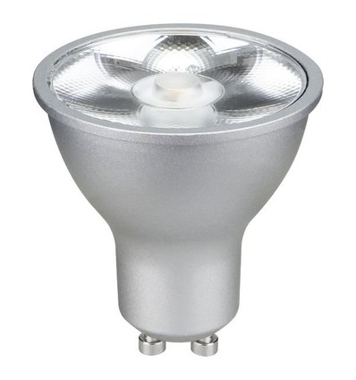 GU10 6W LED lamp - 500lm, 17°, dimbaar, zilver, 2700K