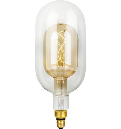 E27 4,9W dimbare LED-lamp - Filament Flex Double Tube, 38,5cm, 470lm, 2200K, Goud glas
