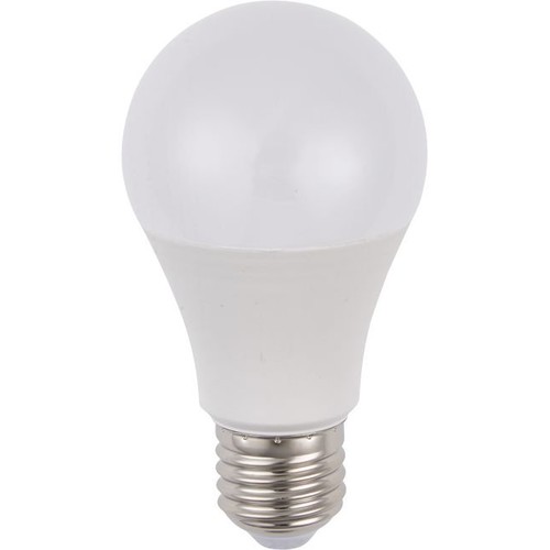 E27 9,5W LED-lamp, 100-240V - A60, 900lm, 6500K, AC/DC, opaalglas