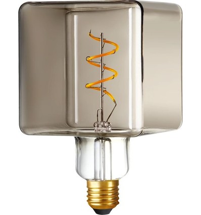 E27 4W LED Ice Cube filamentlamp - C95, dimbaar, 2200K, rookglas