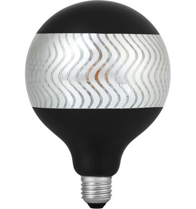 E27 4W dimbare LED globe lamp - G125, Laser Ripple, Black Silver, 2500K