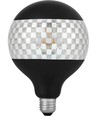E27 4W dimbare LED globe lamp - G125, Laser Blox, 120lm, 2500K, zwart/zilver