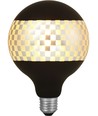 E27 4W dimbare LED globe lamp - G125, Laser Blox, 120lm, 2500K, zwart/zilver