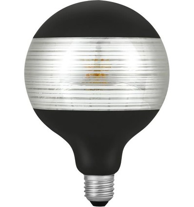 E27 4W dimbare LED globe lamp - G125, Laser Line, zwart/zilver, 2500K, 120lm