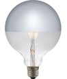 E27 6,5W dimbare LED globe - G125, kopspiegel zilver, filament, 2500K, zilveren afwerking
