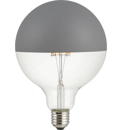 E27 6,5W dimbare LED globe - G125, Globe Top Mirror, grijs, 2500K, filament