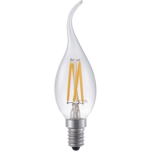 E14 4W dimbare LED kaarslamp met tip - Filament, 320lm, C35, helder glas, 2500K